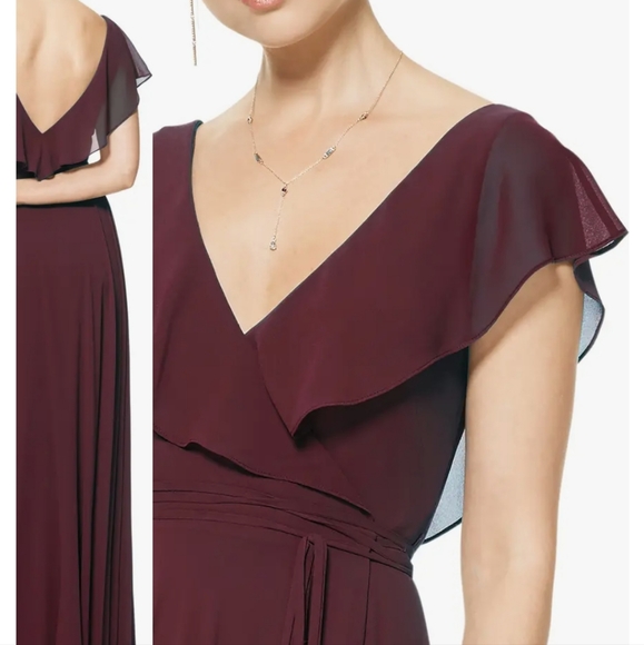 Levkoff Ruffle V-Neck Wrap Gown - Picture 13 of 13
